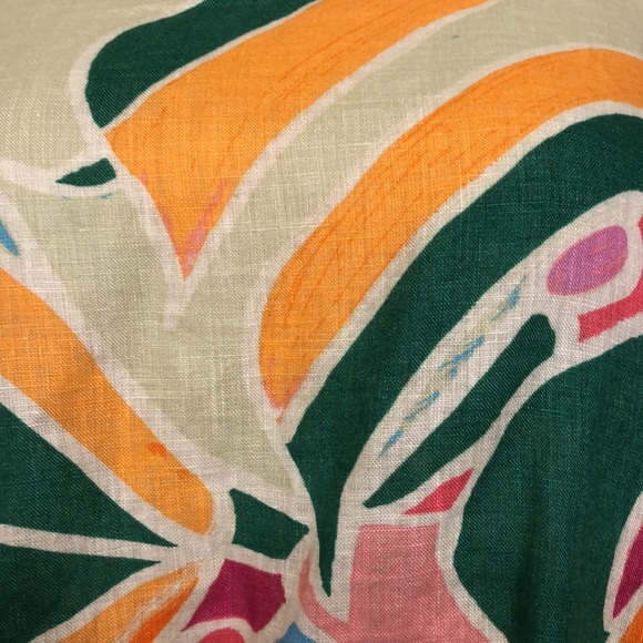 CHRISTIAN SIRIANO-Crewneck LINEN Green,Orange Pink Floral/Tropical Blouse Top 2X - Picture 3 of 10